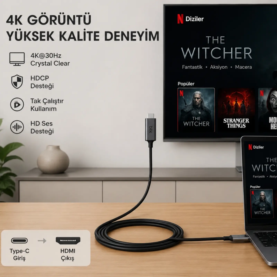 Bıx Bx02Hb Type-V To Hdmı 4K Görüntü Aktarıcı