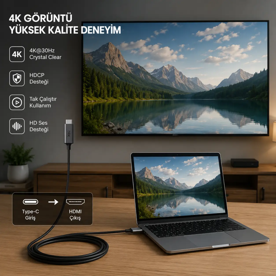 Bıx Bx02Hb Type-V To Hdmı 4K Görüntü Aktarıcı