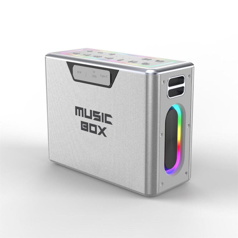 HI-MBOXSR HiFuture MusicBox 100W Karaoke Sistemi Kablosuz Taşınabilir Hoparlör Gümüş
