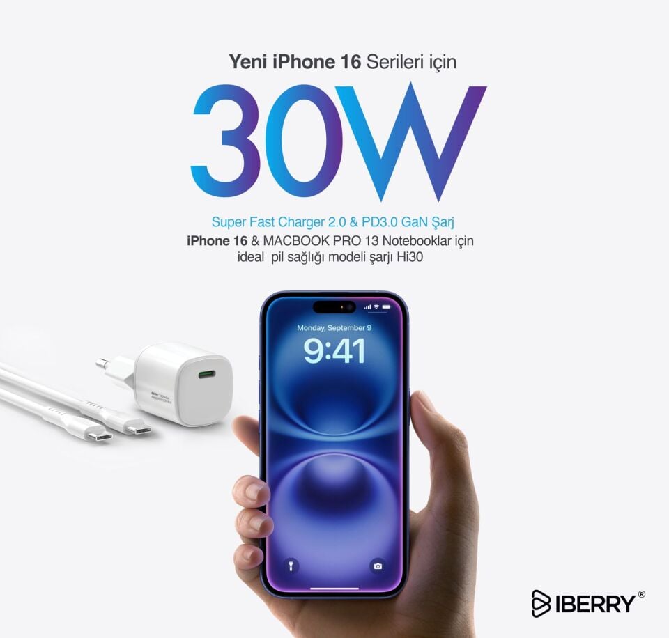 İberry 30W Type-C Çıkışlı Adaptör Ve Kablo Hi30